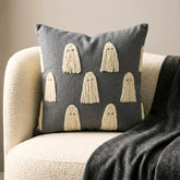 Ghostly Haunt - Gray Linen Spooky Decorative Throw Cushion Cover