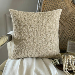 Pearl Haven - Natural Beige Cotton Linen Decorative Euro Sham