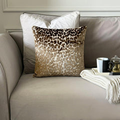 Brown Velvet Lumbar Cushion Cover - Leopard Drift Lumbar