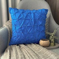 Royal Blue Texture - Royal Blue Taffeta Throw Pillow Cover