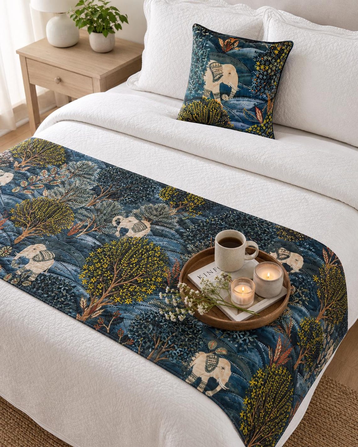 Midnight Menagerie Decorative Bed Runner and Cushion Cover