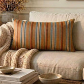 Linear Stripe Orange - Orange Velvet Christmas Striped Lumbar Cushion Cover