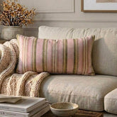 Linear Stripe Pink - Pink Velvet Christmas Stripe Oblong Lumbar Cushion Cover