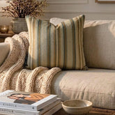 Stripe Flow Beige - Beige Velvet Stripes Throw Cushion Cover