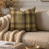 Plaidscape Olive - Green Velvet Winter Plaid Throw Cushion Cover