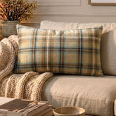 Plaidflow Beige - Beige Velvet Winter Plaid Lumbar Cushion Cover