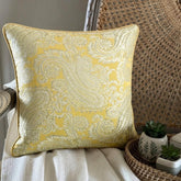 Paisley Yellow Scents - Yellow Jacquard Silk Decorative Euro Sham