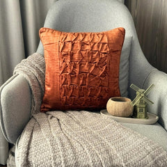 Rusty Knots - Rust Velvet Decorative Euro Sham