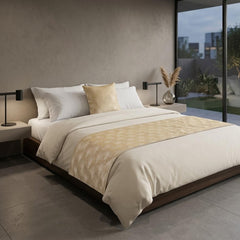Linen Beige Decorative Bed Runner and Cushion Cover - Deco Reverie