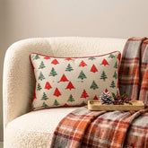 Merry Pine - Green & Red Jacquard Decorative Lumbar Cushion Cover