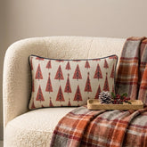 Jolly Tree - Red Jacquard Decorative Lumbar Cushion Cover