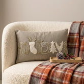 Holiday Twinkle - Gray & Silver Linen Decorative Lumbar Cushion Cover