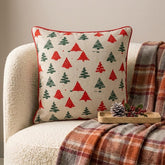 Cheery Pine - Red Jacquard Woven Decorative Throw Cushion Cover