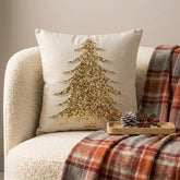 Glittering Pine - Gold Linen Decorative Throw Cushion Cover
