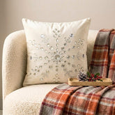 Crystal Flake - White Velvet Decorative Throw Cushion Cover