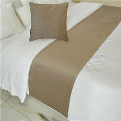 Velvet Mousse Taupe Decorative Bed Runner and Cushion Cover - Mousse Velvet