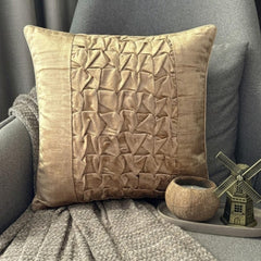 Knotty Pearl Beige - Pearl Beige Velvet Throw Pillow Cover
