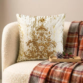 Ornamental Tree - Gold Velvet Decorative Throw Cushion Cover