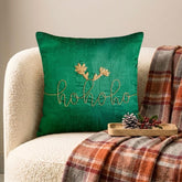 Ho Ho Cheer - Green Silk Decorative Throw Cushion Cover