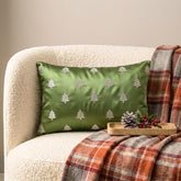 Festive Tree - Green Satin Decorative Lumbar Cushion Cover