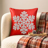 Snowlit Flake - Red Silk Decorative Throw Cushion Cover
