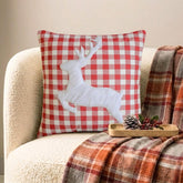 Furry Antlers - Red Cotton Decorative Throw Cushion Cover