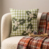 Mistle Bliss - Green Cotton Decorative Throw Cushion Cover