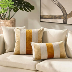Swathe Gold - Gold Linen & Velvet Lumbar Pillow Cover
