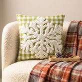 Snowdust Flake - Green Cotton Decorative Throw Cushion Cover