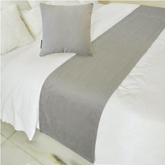 Velvet Gray Decorative Bed Runner and Cushion Cover - Dove Gray Velvet