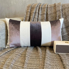 Swathe Wine - Purple Velvet & Linen Decorative Lumbar Cushion Cover
