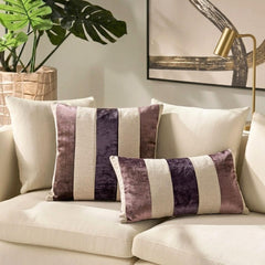 Swathe Wine - Purple Velvet & Linen Decorative Lumbar Cushion Cover