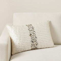 Crystal Dreams White - White Silk Lumbar Pillow Cover