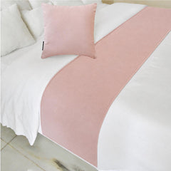 Velvet Soft Pink Decorative Bed Runner and Cushion Cover - Soft Pink Velvet