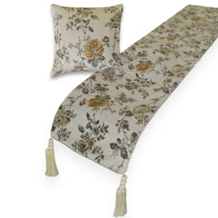 Jacquard Gray Decorative Bed Runner and Cushion Cover - Royal Meadow