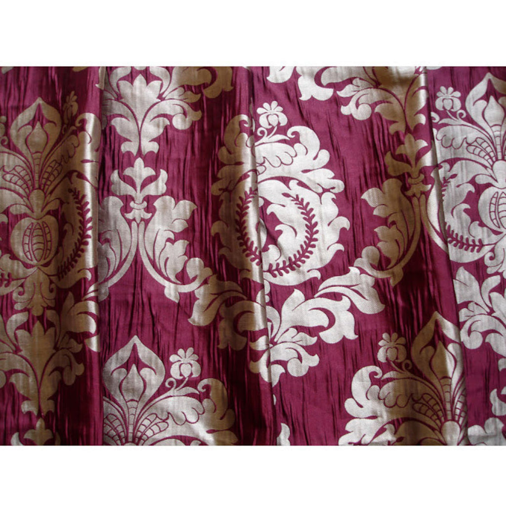 Ruby Royal Damask Jacquard Weave Fabric By The Metre