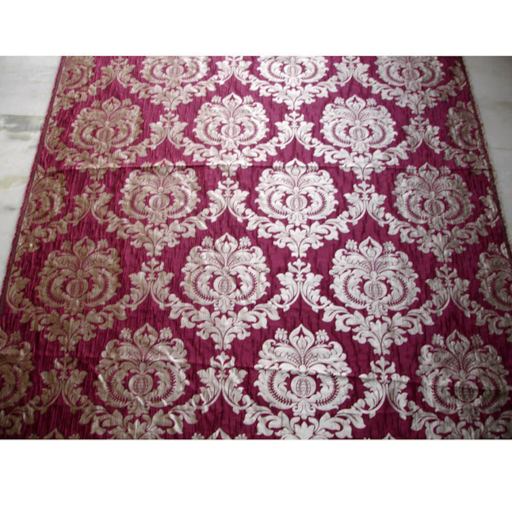 Ruby Royal Damask Jacquard Weave Fabric By The Metre