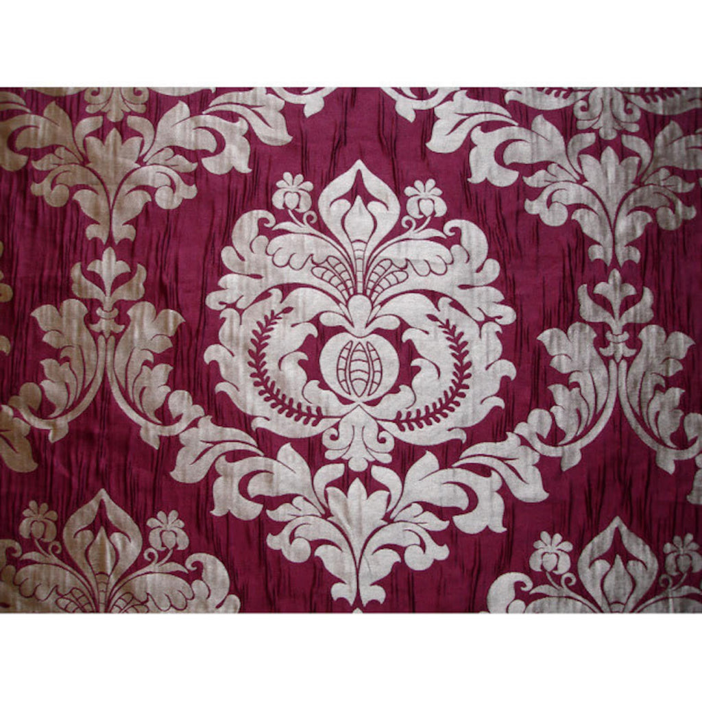 Ruby Royal Damask Jacquard Weave Fabric By The Metre