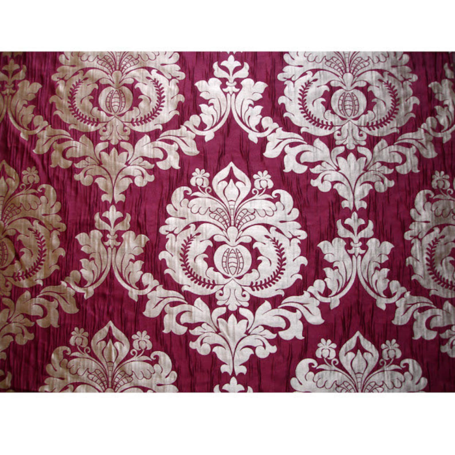 Ruby Royal Damask Jacquard Weave Fabric By The Metre