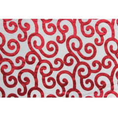 Cayenne Red Scrolls Printed Velvet Fabric By the Metre