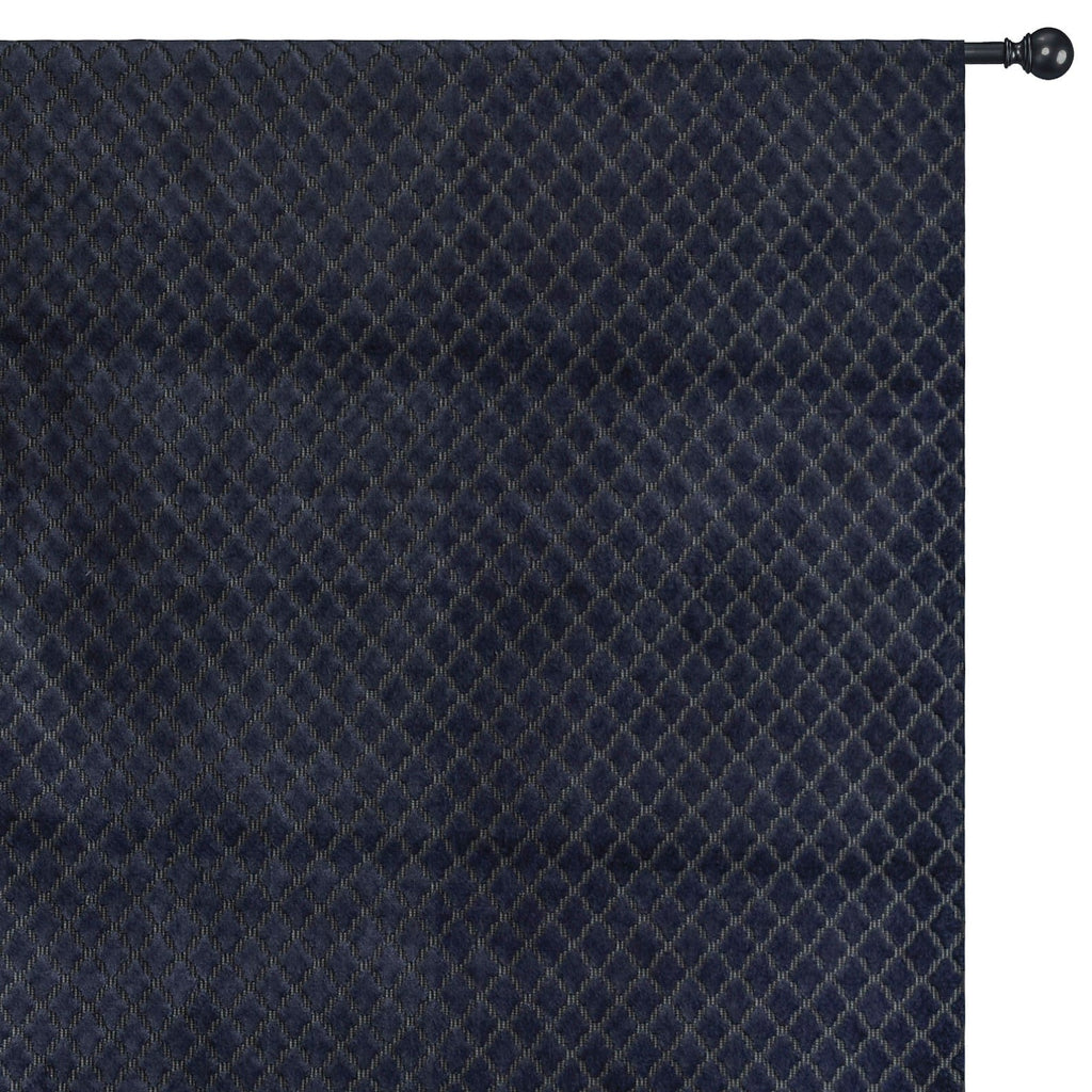 Geometric Navy Blue Velvet Fabric By The Metre, Jacquard Velvet Fabric