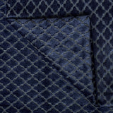 Geometric Navy Blue Velvet Fabric By The Metre, Jacquard Velvet Fabric