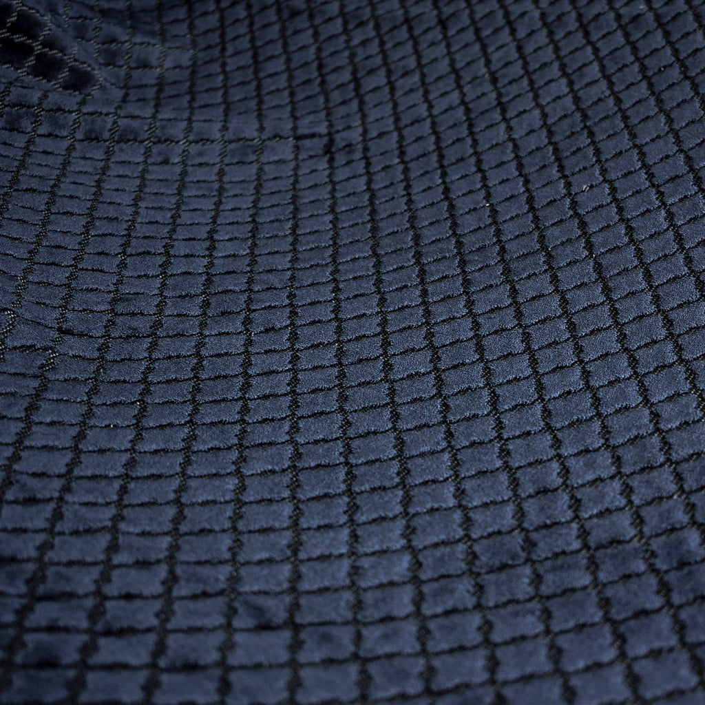 Geometric Navy Blue Velvet Fabric By The Metre, Jacquard Velvet Fabric