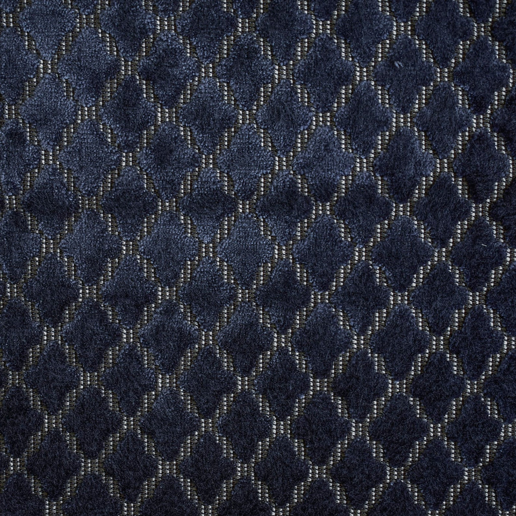 Geometric Navy Blue Velvet Fabric By The Metre