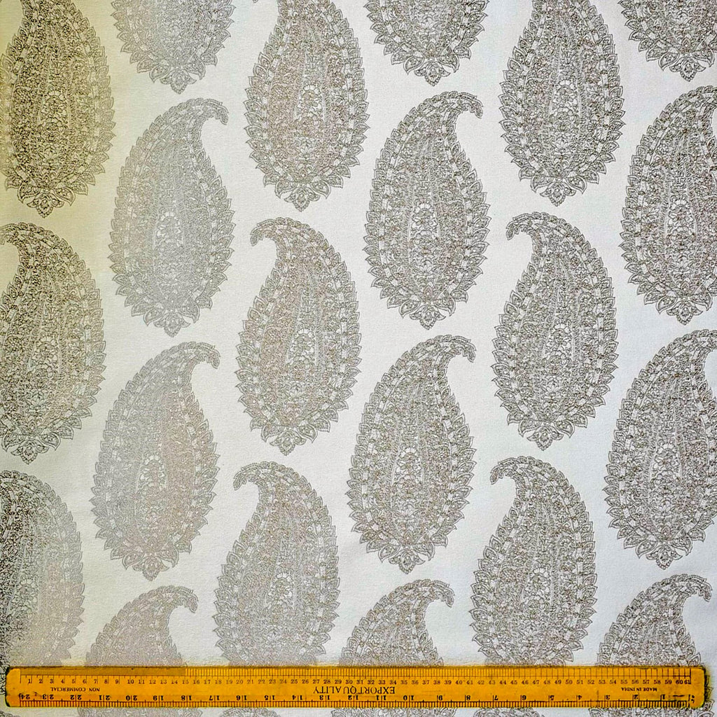 Grey Paisley Woven Fabric By The Metre, Cotton Fabric, Upholstery Fabric, Curtain