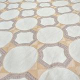 Ivory Medallion Geometric Embroidered Fabric By The Metre, Cotton Embroidery