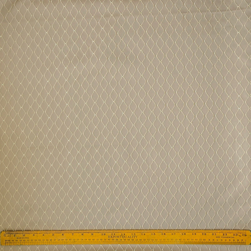 Beige Diamonds Geometric Embroidered Fabric By The Metre, Viscose Embroidered