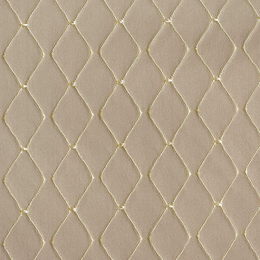 Beige Diamonds Geometric Embroidered Fabric By The Metre