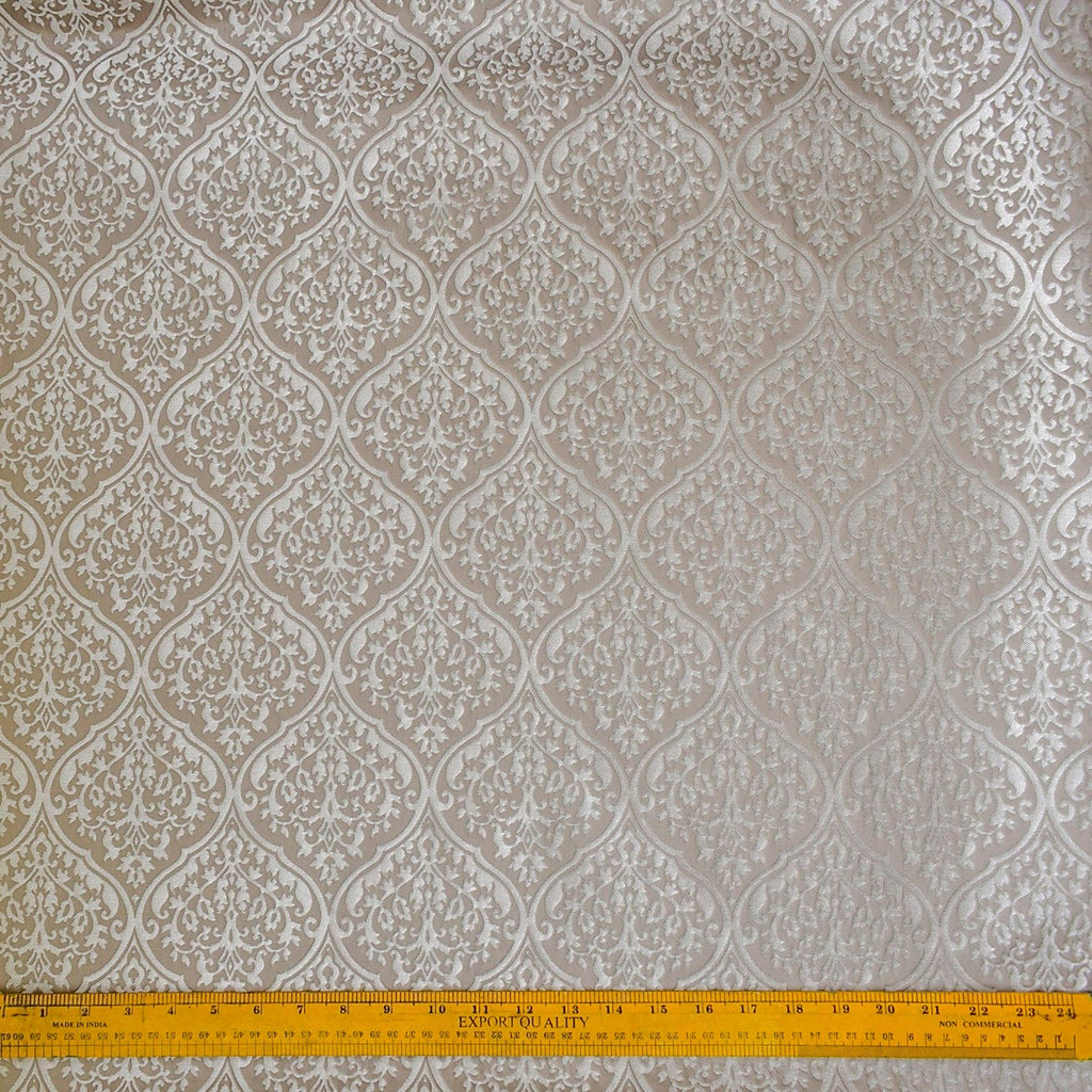 Pearl Beige Floral Woven Fabric By The Metre, Polyester Viscose Fabric Upholstery