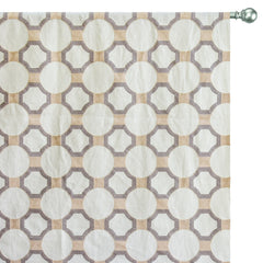 Ivory Medallion Geometric Embroidered Fabric By The Metre, Cotton Embroidery